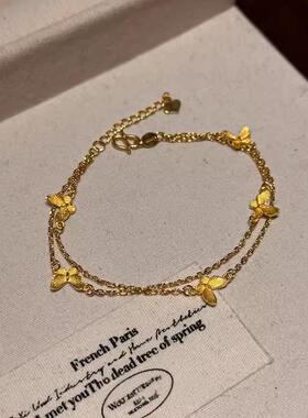 新中式金色蝴蝶双层手链女款