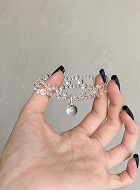 冰透仿白水晶手串女轻奢小众精致