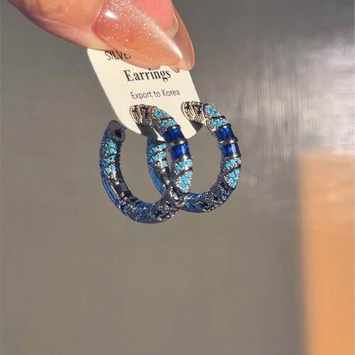 新中式蓝色珐琅耳环耳饰女