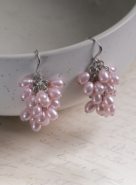 紫色葡萄串耳环女2026新款高级感轻奢小众耳钩新中式国风文艺耳饰