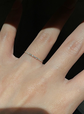 爆闪满天星极细素圈戒指女小众设计轻奢高级感食指戒气质简约指环