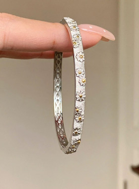 S925纯银中古vintage雏菊手镯