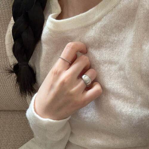 银色拉丝哑光素圈戒指女气质秋冬