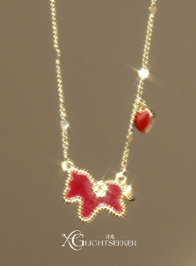 本命年红色滴釉小马项链2026马年