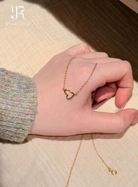 金色镂空爱心项链女配饰气质百搭