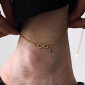 vintager中古风无限符号星芒吊坠钛钢脚链女2026新款 潮洗澡不用摘