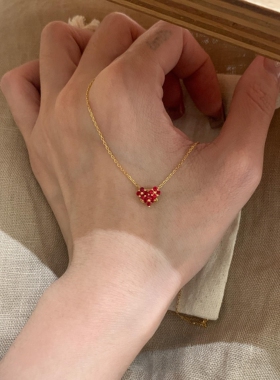 极细mini红色爱心项链女气质百搭