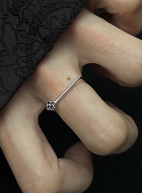 黑色开花戒指女2026新款独特个性