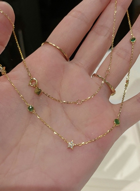 金色五角星吊坠项链时尚精致颈链