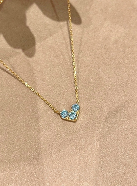 蓝色爱心吊坠项链女配饰2026新款
