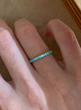 蓝色仿排钻戒指女2026新款精致