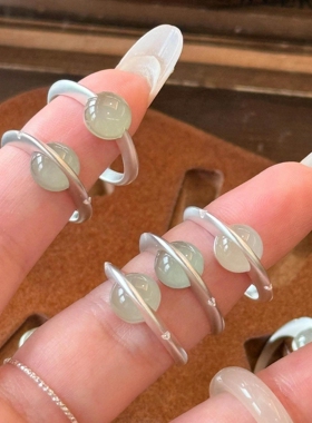 新中式绿色行星戒指女小众设计