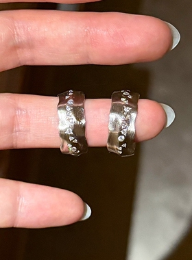 银色不规则锤纹宽版戒指2026新款