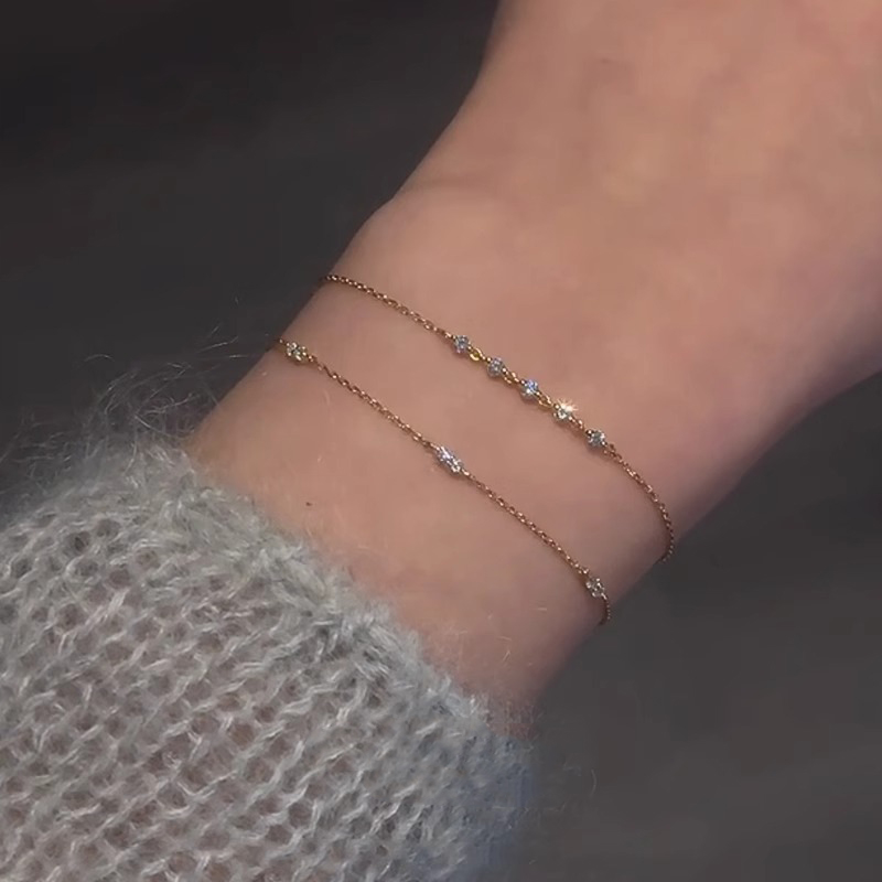 金色仿闪钻mini叠戴手链2025新款