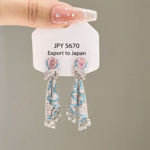 民族风满钻彩色丝绸耳环