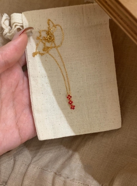 红色四叶花项链女配饰春夏季新款