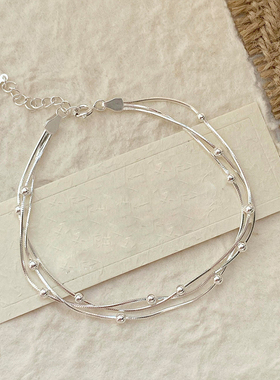 极简三层蛇骨圆珠手链气质百搭