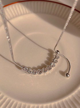925银锆石项链女轻奢高级锁骨链