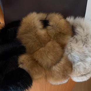 狐狸毛配獭兔毛皮草围巾女2026新款 双面整皮毛毛围脖保暖毛领 冬季