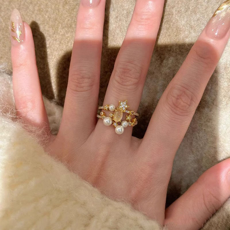 玉髓珍珠戒指~百搭气质指环