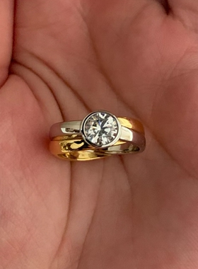 双色交叉仿泡泡钻戒指女轻奢小众