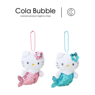 彩亮片美人鱼凯蒂猫kt猫公仔玩偶毛绒包包挂件 日本hellokitty正版