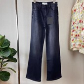 垂感老爹拖地裤 阔腿裤 女 女复古深灰色高腰宽松直筒窄版 mo牛仔裤