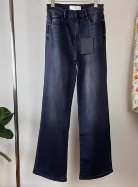 mo牛仔裤女复古深灰色高腰宽松直筒窄版阔腿裤垂感老爹拖地裤女