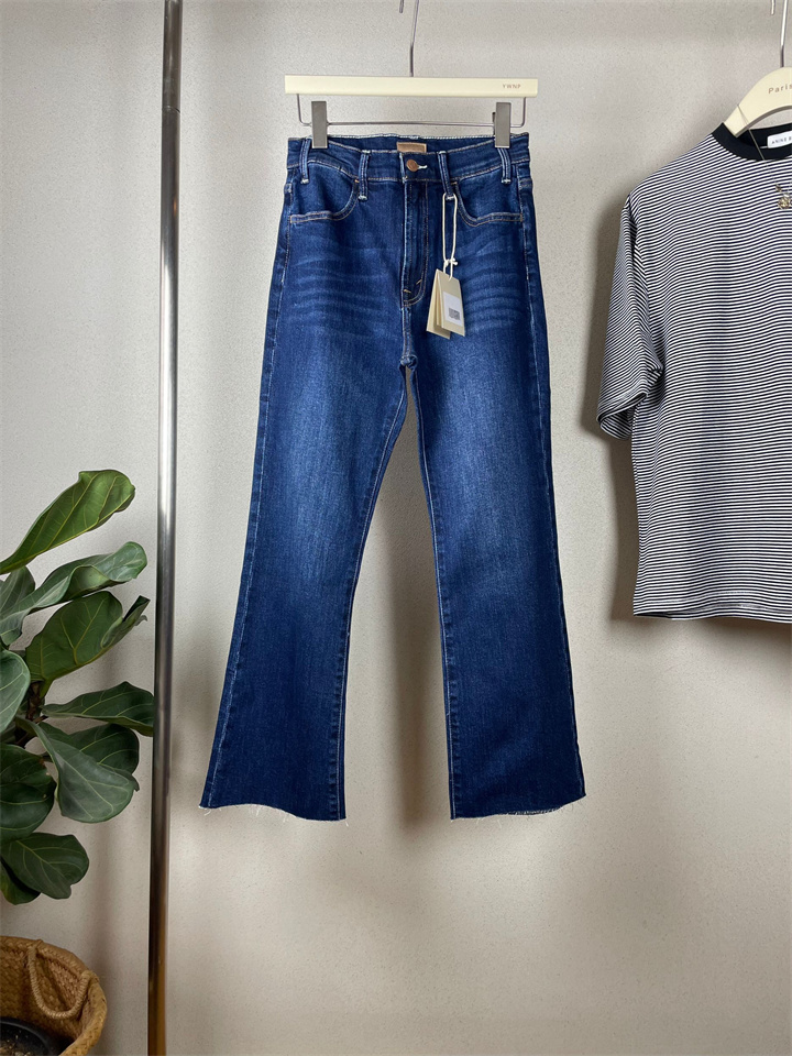 复古简约美式微喇叭九分牛仔裤