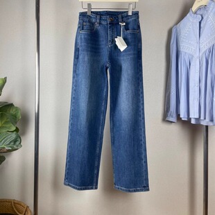 意式精品Bc25秋冬窄版直筒牛仔裤宽松长裤水洗蓝色经典显瘦显腿长