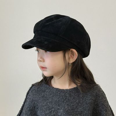 女童帽子秋冬季儿童贝雷帽韩系简约百搭女孩复古报童帽洋气八角帽