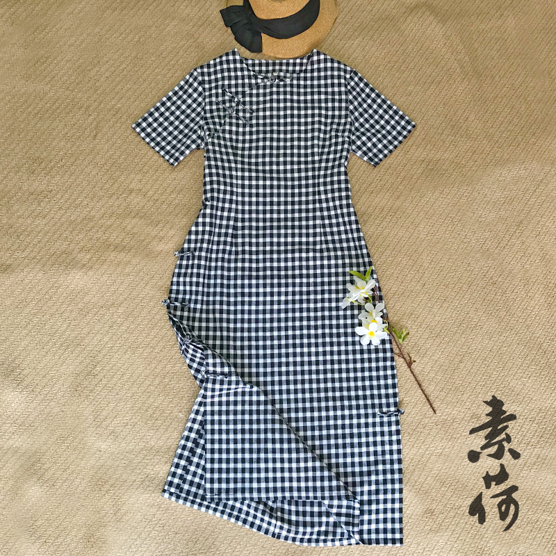 素荷改良版旗袍棉麻夏