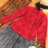 对襟上衣提花棉麻手工盘扣衬衣复古长袖 中式 素荷原创 春 剪花