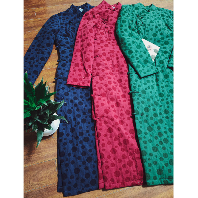 【百川】素荷原创夹棉旗袍盘扣立领中式改良秋冬中长款复古多色,女装/女士精品,旗袍,淘宝优惠券,粉丝福利购,淘宝优惠卷