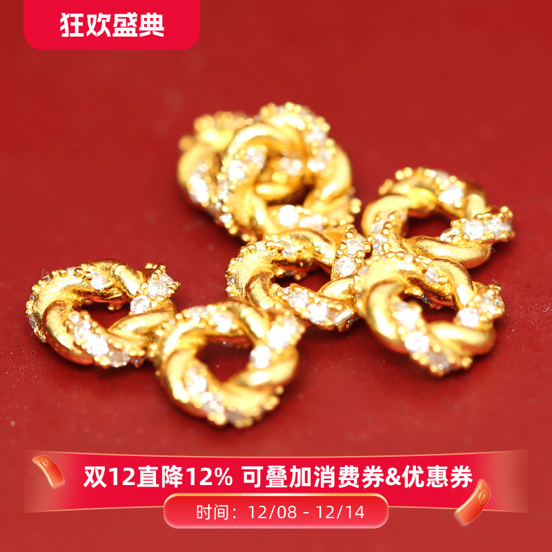 银镀金镶钻麻花纹隔片隔珠配件