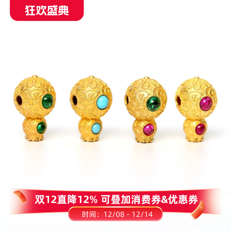 diy古法银镀金三通8mm佛头配件