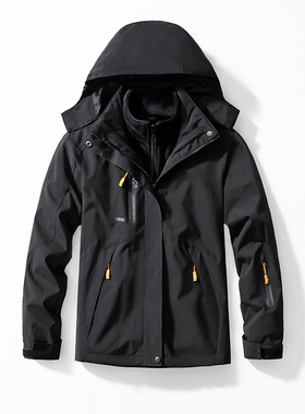 冬季工作服三合一可拆卸冲锋衣男女防寒保暖工装定制印logo两件套