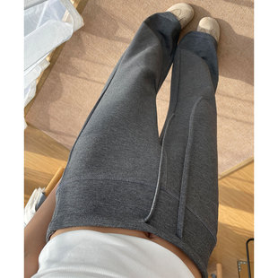 休闲直筒阔腿裤 小个子宽松垂坠感软糯胖mm大码 子女秋季 灰色糯米裤