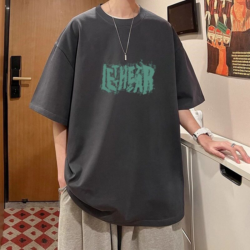 夏季纯棉短袖t恤男原宿港风ins潮牌休闲百搭韩版潮流圆领半袖上衣