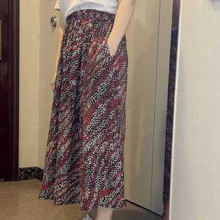 精品杭州丝绸软糯法式碎花大摆整片真丝桑蚕丝双绉印花长半身裙