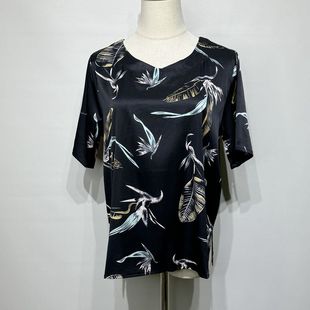 正品杭州丝绸姆米桑蚕丝真丝法式印花洋气显白显瘦女款宽松上衣