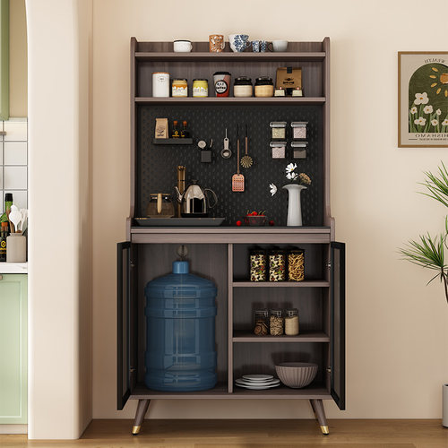 实木板材岩板桌面放水桶咖啡机柜