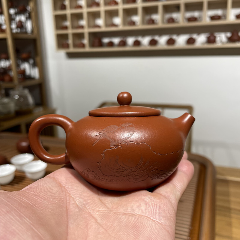 吴义永潮汕壶王潮州明德园谢华之徒朱砂泥紫砂黑金钢手拉壶纯手工