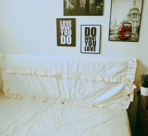 公主风米色纯棉韩版荷叶边床头罩