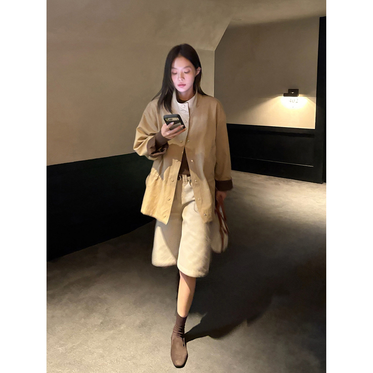 挺括立领收腰系带时尚港味外套女