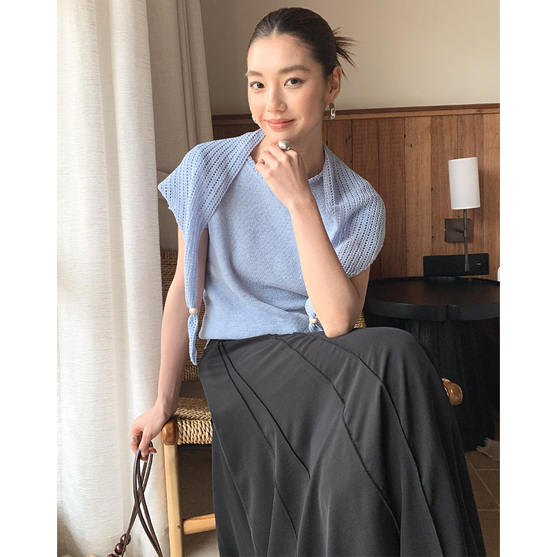 针织衫配披肩上衣两件套装