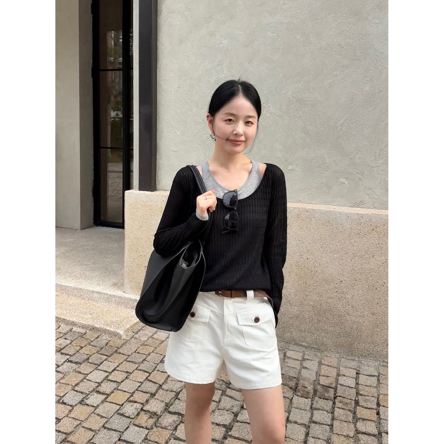 叠穿上衣港味设计感假两件针织