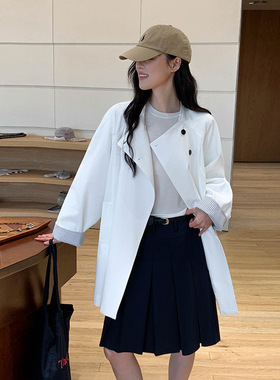 MOXI 2026年春季新款风衣外套女中长款高级感气质设计感凉感上衣