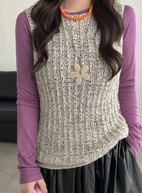 you think 春夏2026新款无袖圆领针织衫马甲韩式复古百搭背心女潮