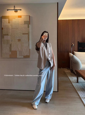 TTOO VOUIS春季2026新款韩版简约时尚无袖叠穿背心西服马甲外套女
